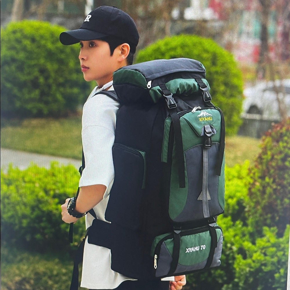 Green and Black Men's Hiking Backpack